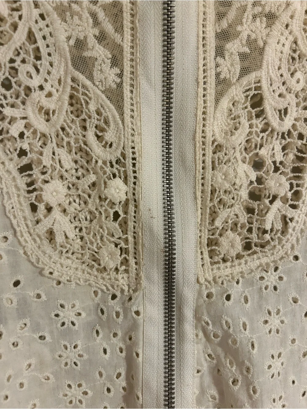 Free People Crochet Lace Bomber Jacket | Boho Festival Cottagecore - Size S